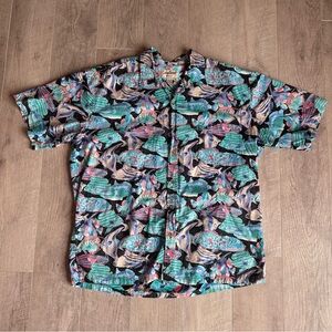 Vintage Y2K Cooke Street Multicolor Tropical Fish Hawaiian Shirt 2XL
